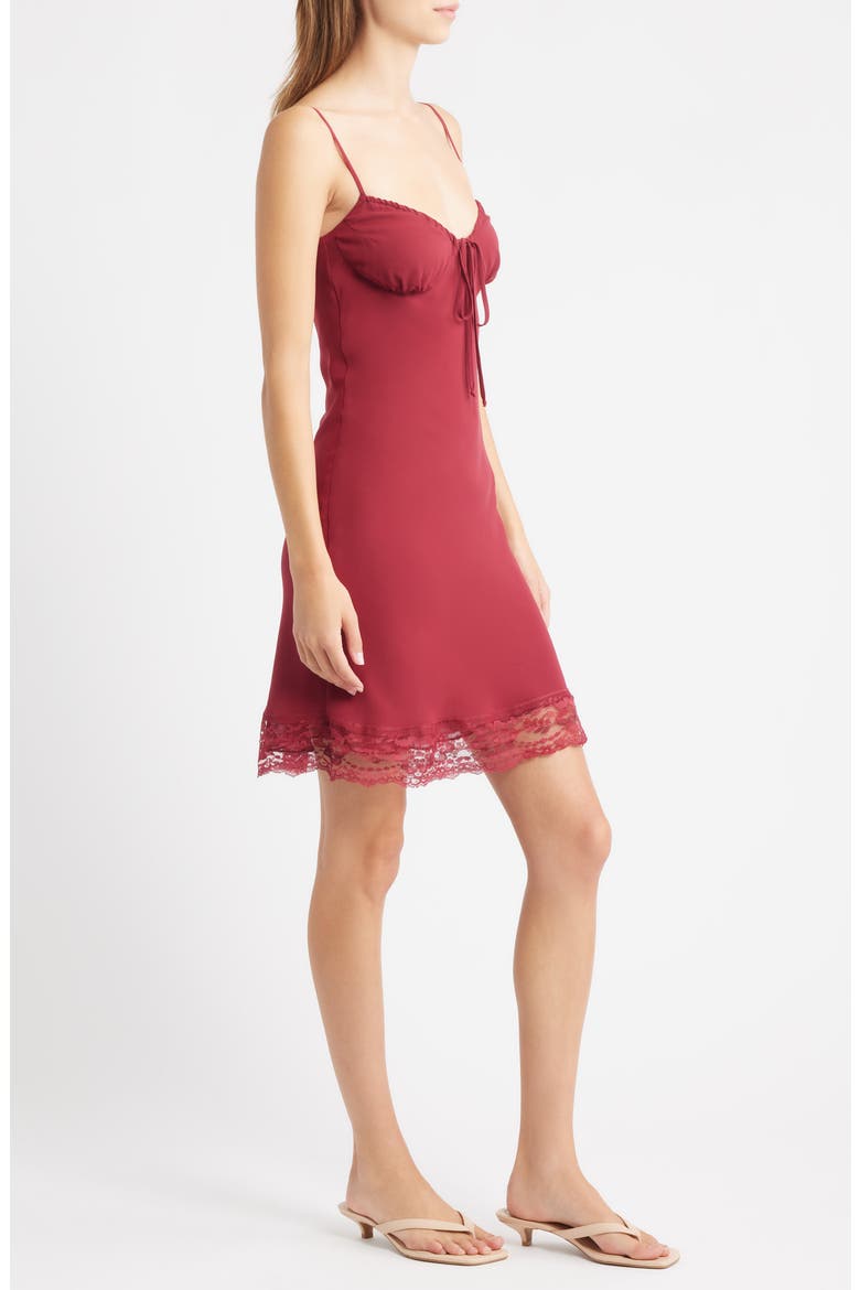 Taylah Lace Trim Mini Slipdress, Alternate, color, BURGUNDY