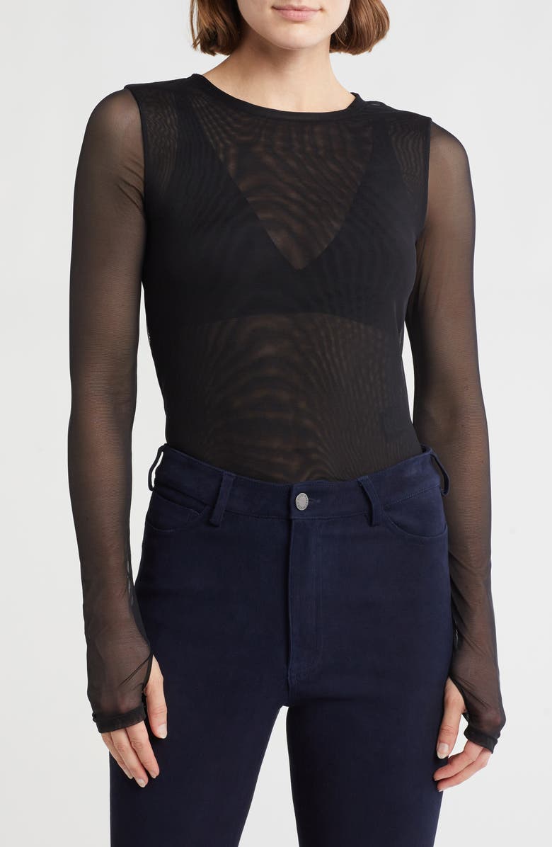 Alice + Olivia Delaina Layered Mesh Shirt, Main, color,