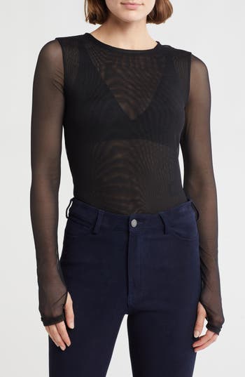 Alice And Olivia Alice + Olivia Delaina Layered Mesh Shirt In Black