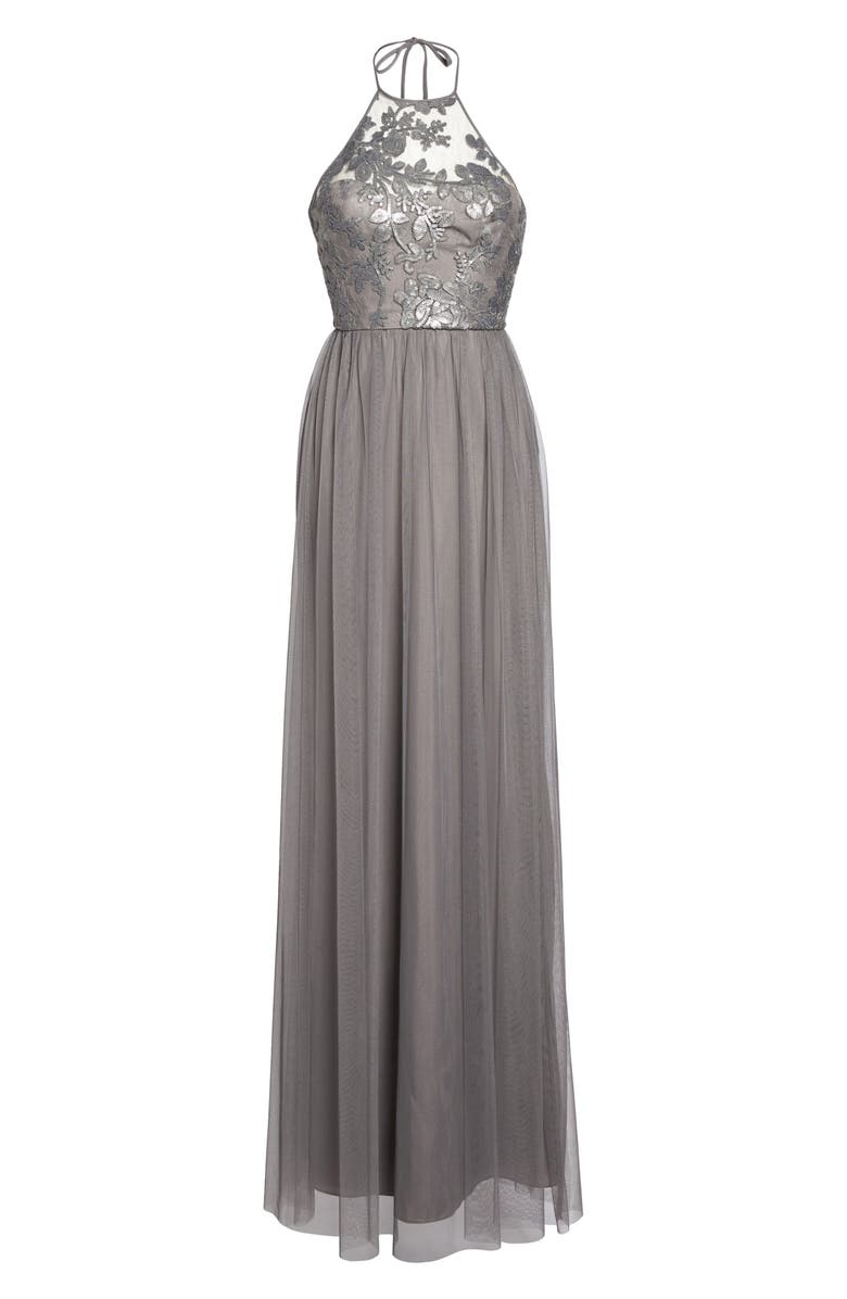 Amsale Sheridan Sequin Halter Dress, Alternate, color, 