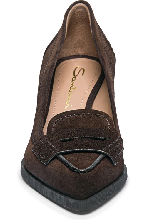 Santoni Suede Mid-heel Pump In Brown