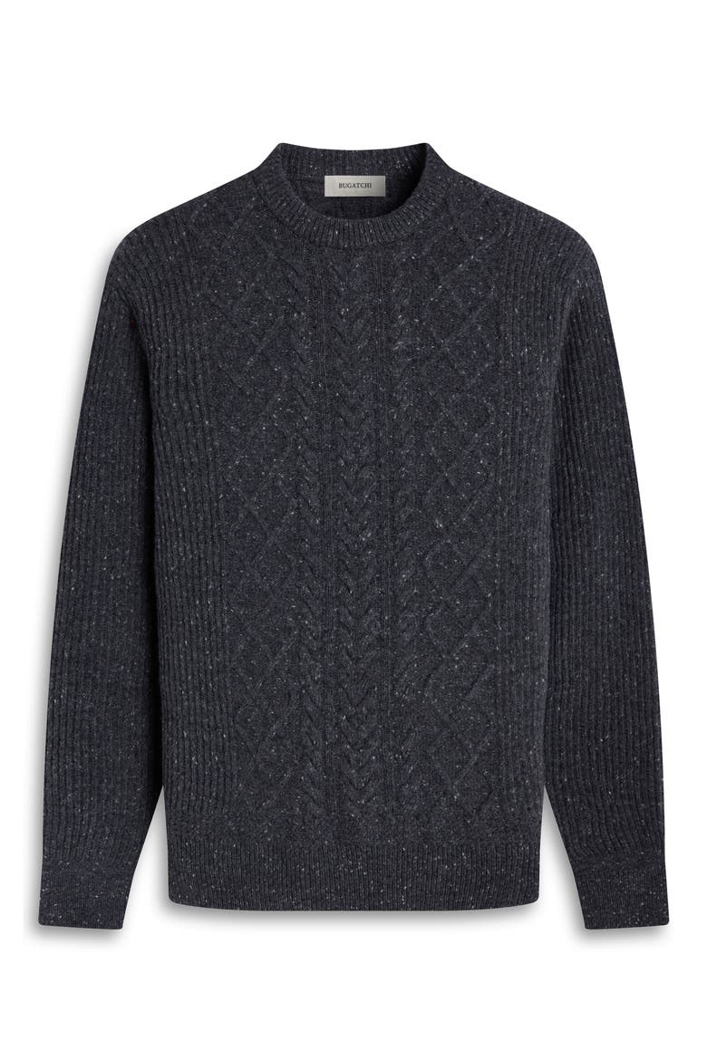 Cable Stitch Crewneck Wool Blend Sweater, Alternate, color, ANTHRACITE