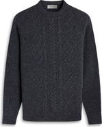 Bugatchi Cable Stitch Crewneck Wool Blend Sweater