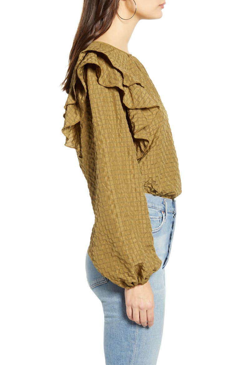 Mindy Frill Long Sleeve Top, Alternate, color, MILITARY OLIVE