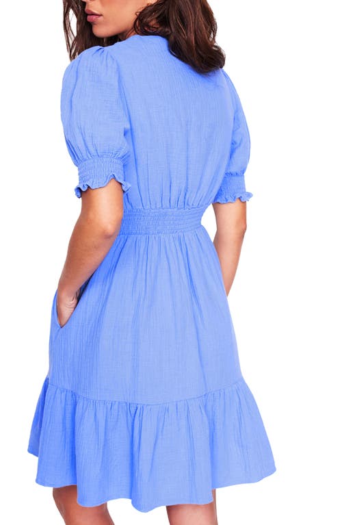 Shop Boden Anna Double Cloth Puff Sleeve Dress In Ocean Blue