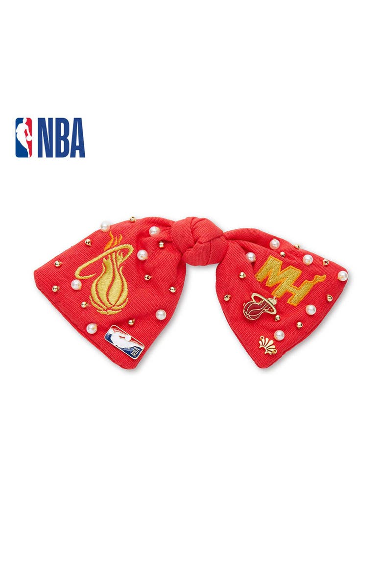 Lele Sadoughi NBA Miami Heat Bow Barrette, Main, color, 