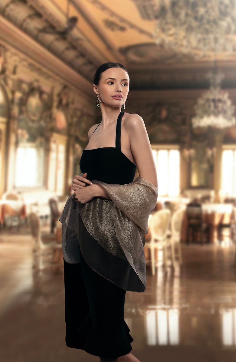 SAACHI Shimmering Scarf, Alternate, color, Rose Gold