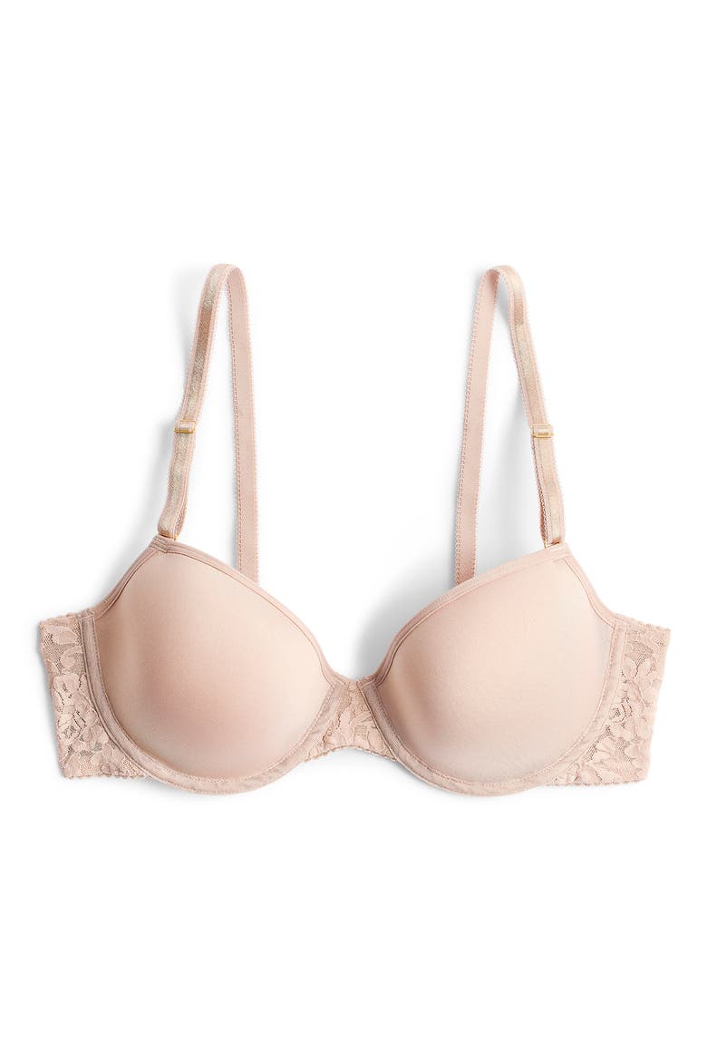 Signature Lace Underwire Demi T-Shirt Bra, Alternate, color, CHAI