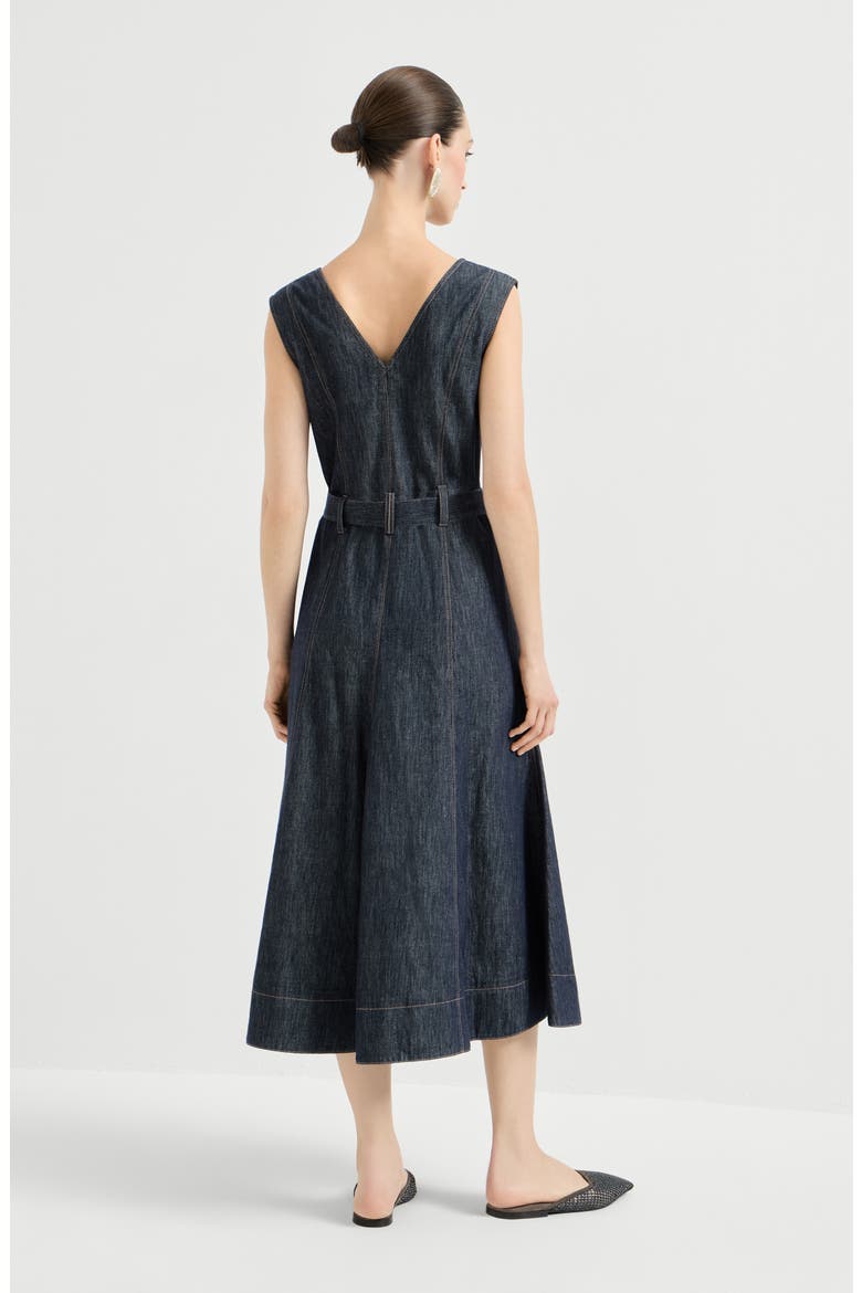 Twill flared dress, Alternate, color, Denim