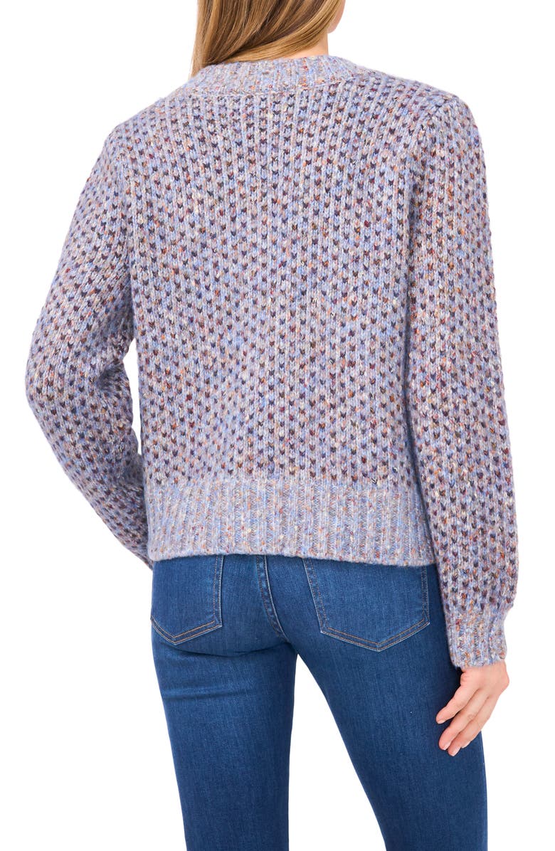 CeCe Tuck Stitch Grandpa Button-Up Cardigan, Alternate, color, Light Blue Multi