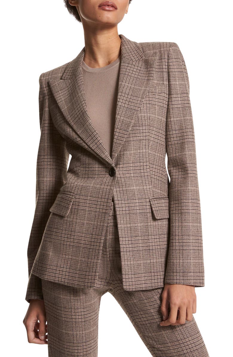 Michael Kors Collection Georgina Plaid Stretch Virgin Wool Blazer, Main, color, 