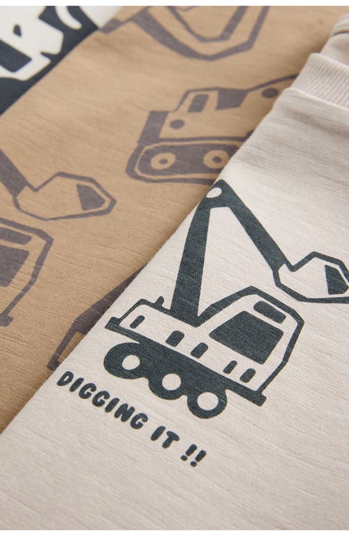 Next Kids' Assorted 3-pack Digger Cotton Graphic T-shirts In Green