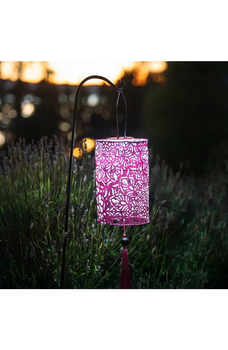 Allsop Home & Garden Soji Stella - Tassel Cylinder - Solar Lantern, Alternate, color, Pink