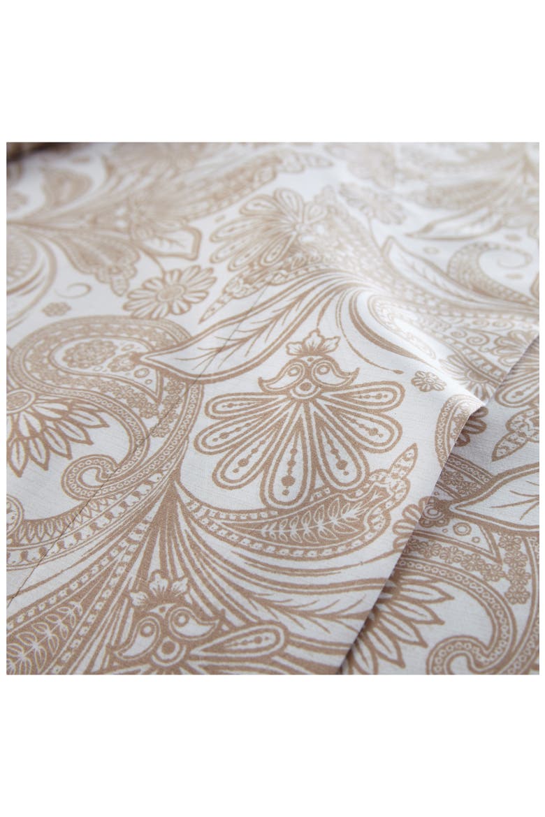 Perfect Paisley Printed Sheet Set, Alternate, color, WHITE W/TAUPE PAISLEY