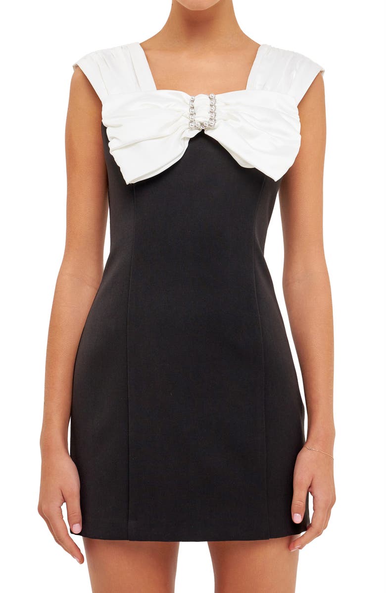 Endless Rose Satin Bow Minidress, Alternate, color,