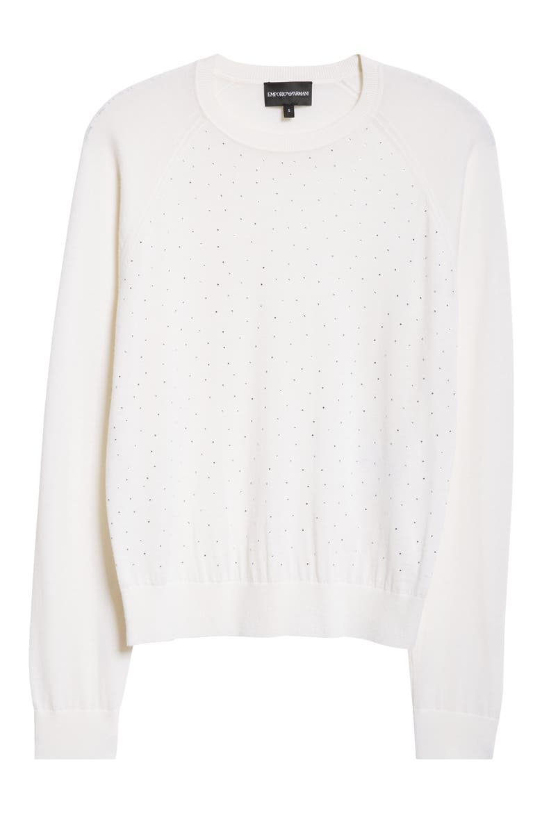 Rhinestone Lightweight Wool Sweater, Alternate, color, OFF WHITE