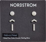 Nordstrom Set of 3 Cubic Zirconia Geometric Stud Earrings
