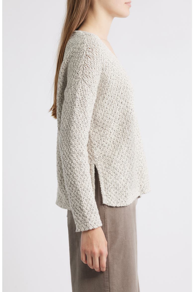 V-Neck Organic Cotton Sweater, Alternate, color, SEA SALT