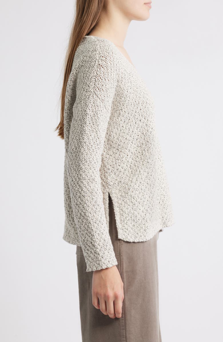 Eileen Fisher V-Neck Organic Cotton Sweater, Alternate, color, Sea Salt