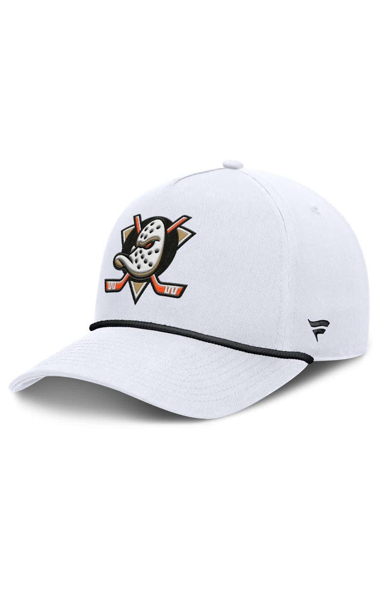 FANATICS Men's Fanatics White Anaheim Ducks Rope A-Frame Adjustable Hat, Main, color, 