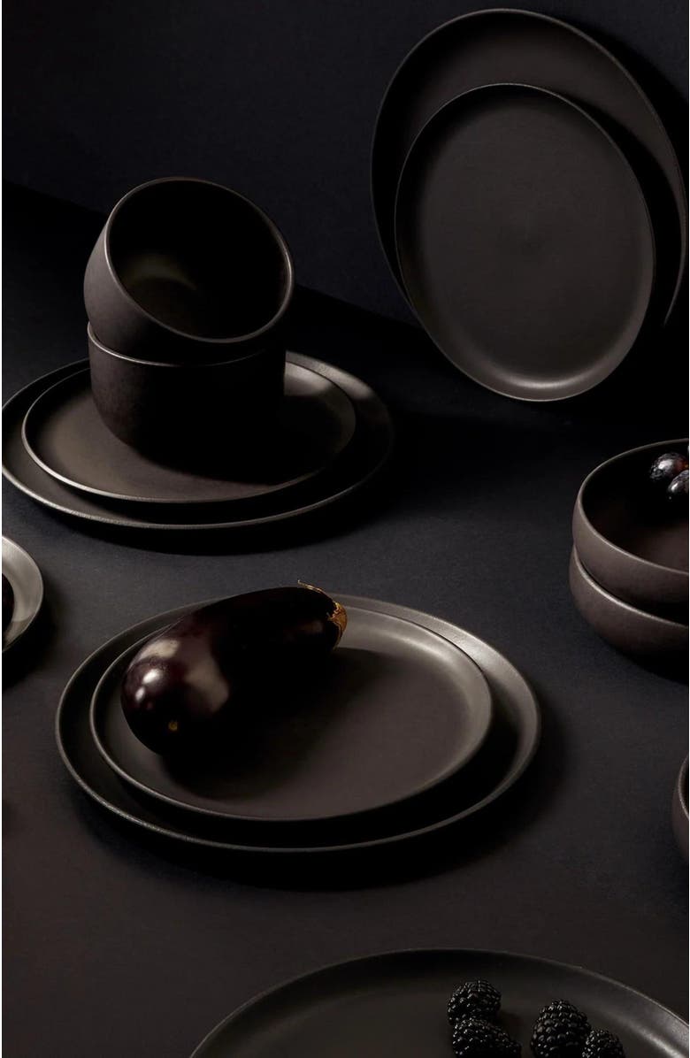 Gharyan Stoneware Tunisian 12pc Dinnerware set, Alternate, color, Black