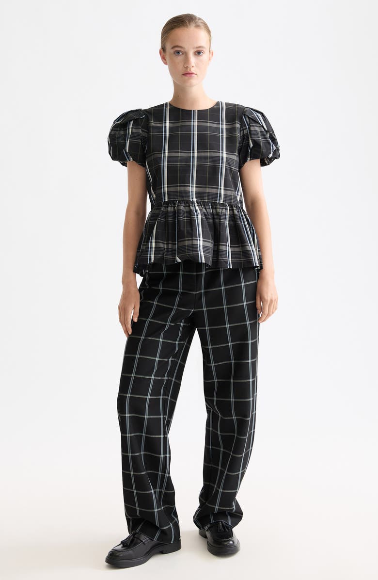 Scotch & Soda Ezra High Waist Drawstring Pants, Alternate, color, Meteorite Window Pane Check