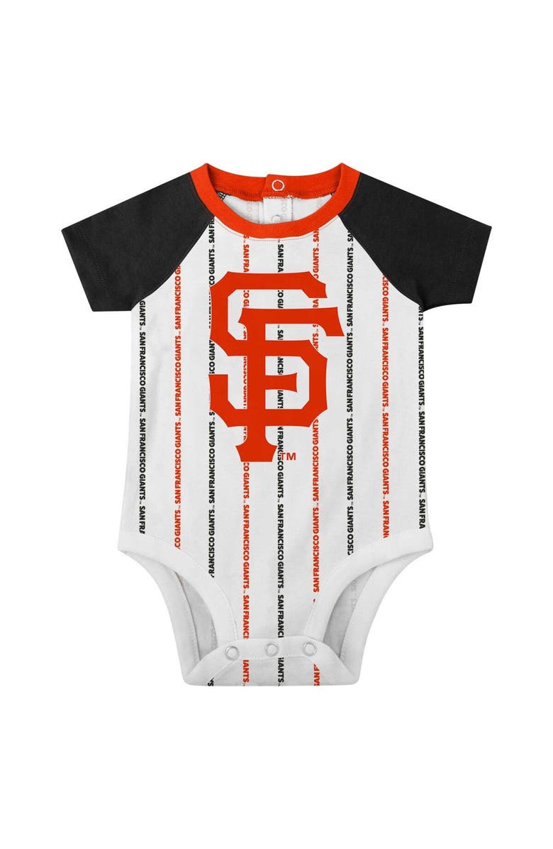 Outerstuff Newborn & Infant White San Francisco Giants Three-Piece Play Ball Raglan Bodysuit Booties & Bib Set, Alternate, color, 
