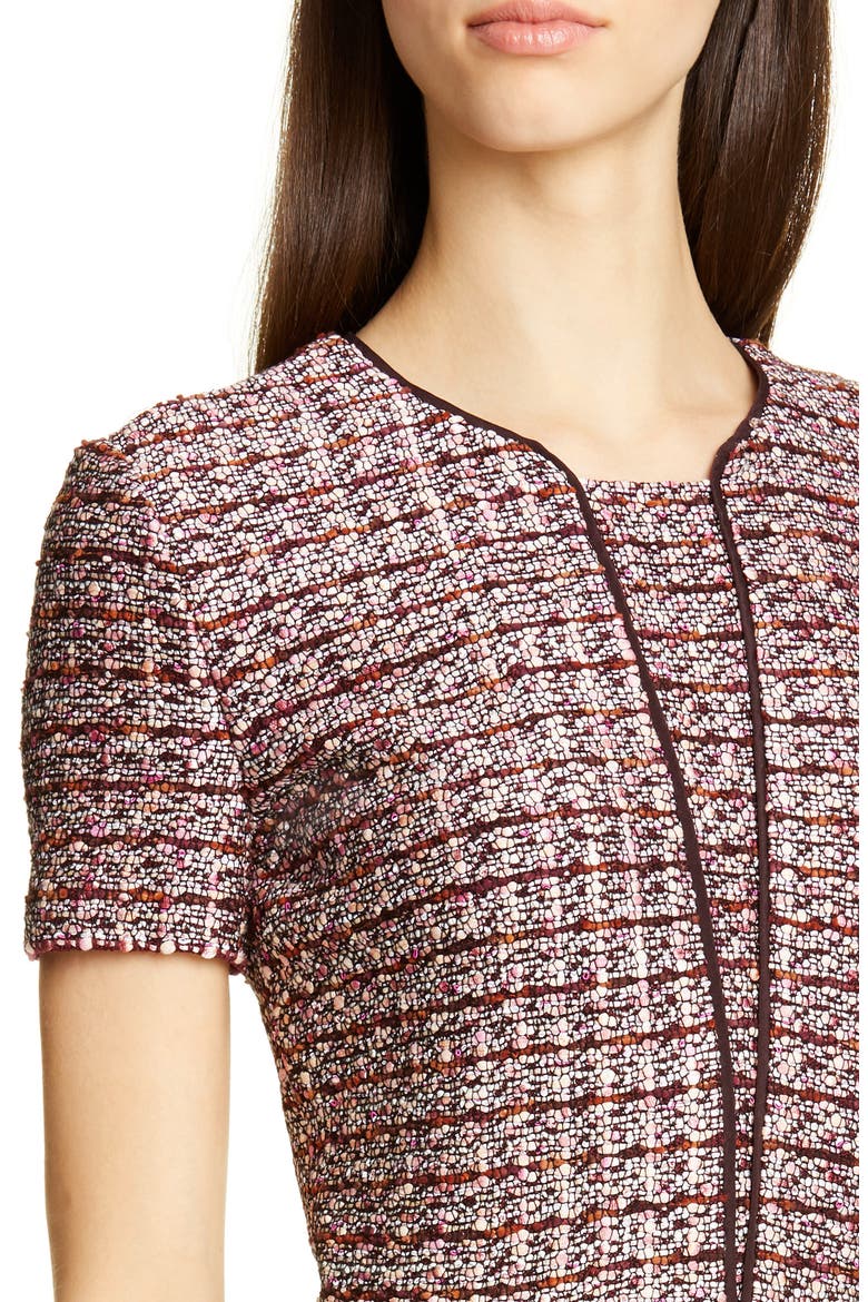 Multitexture Inlay Knit Sheath Dress, Alternate, color, CASSIS/ CAVIAR/ PEACH MULTI