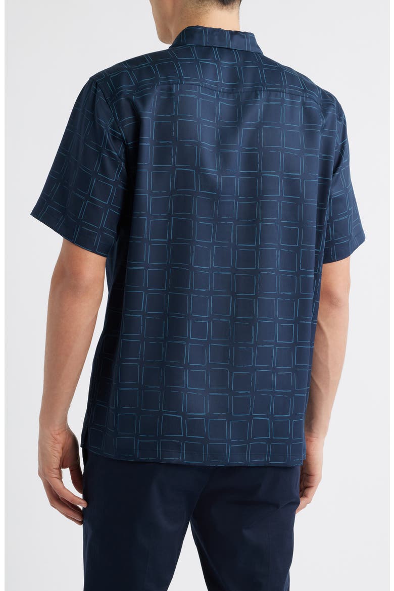 Irving Grid Print Short Sleeve Lyocell Button-Up Shirt, Alternate, color, BLUE MULTI