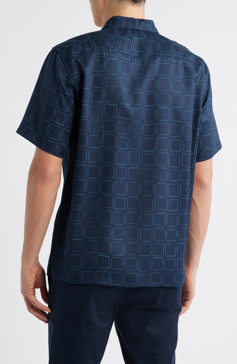 Theory Irving Grid Print Short Sleeve Lyocell Button-Up Shirt, Alternate, color, Blue Multi