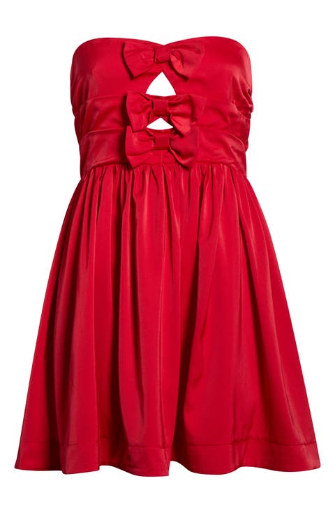 Bow Strapless Fit & Flare Minidress