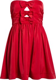 All in Favor Bow Strapless Fit & Flare Minidress