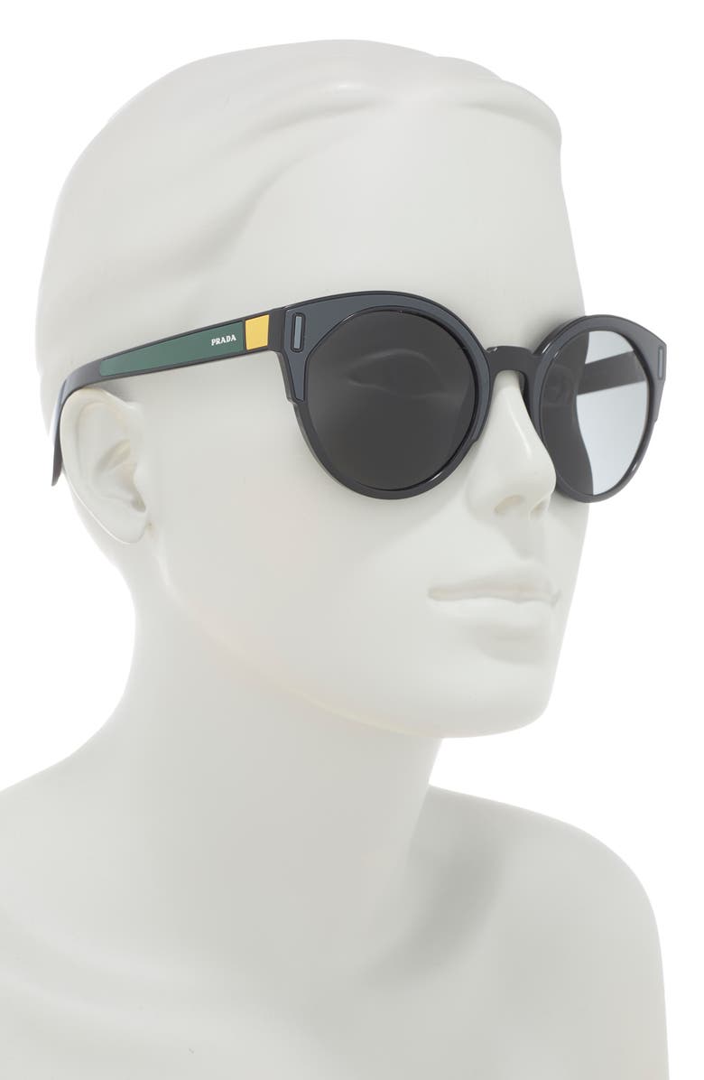 Prada 53mm Round Cat Eye Sunglasses, Alternate, color, 