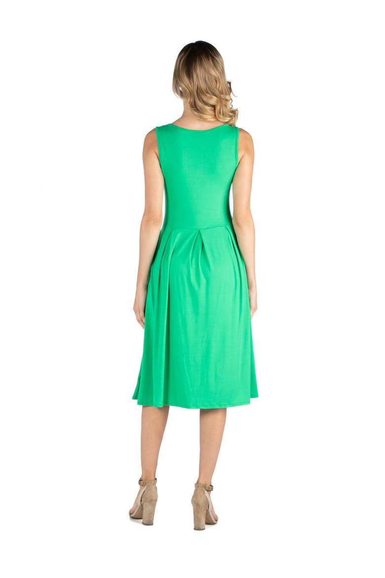 Maternity Fit and Flare Sleeveless Midi Dress with Pockets, Alternate, color, Green