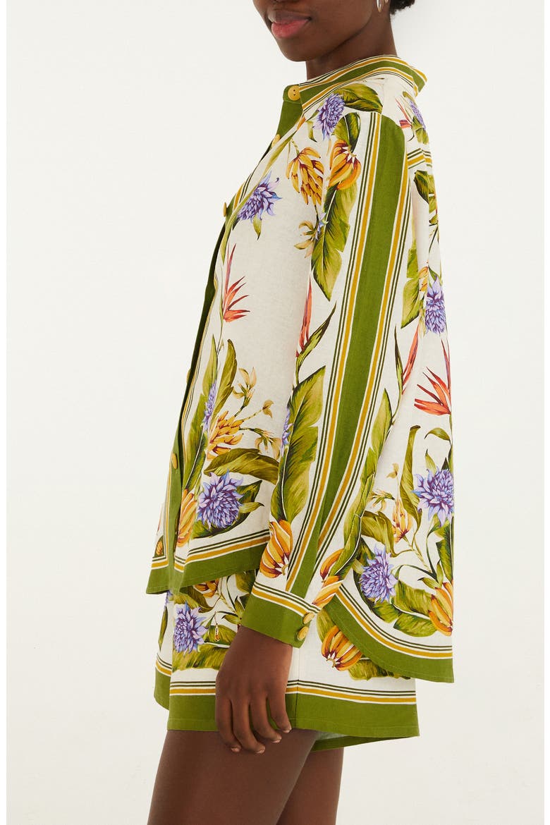 Tropical Scarf Print Button-Up Shirt, Alternate, color, SAND