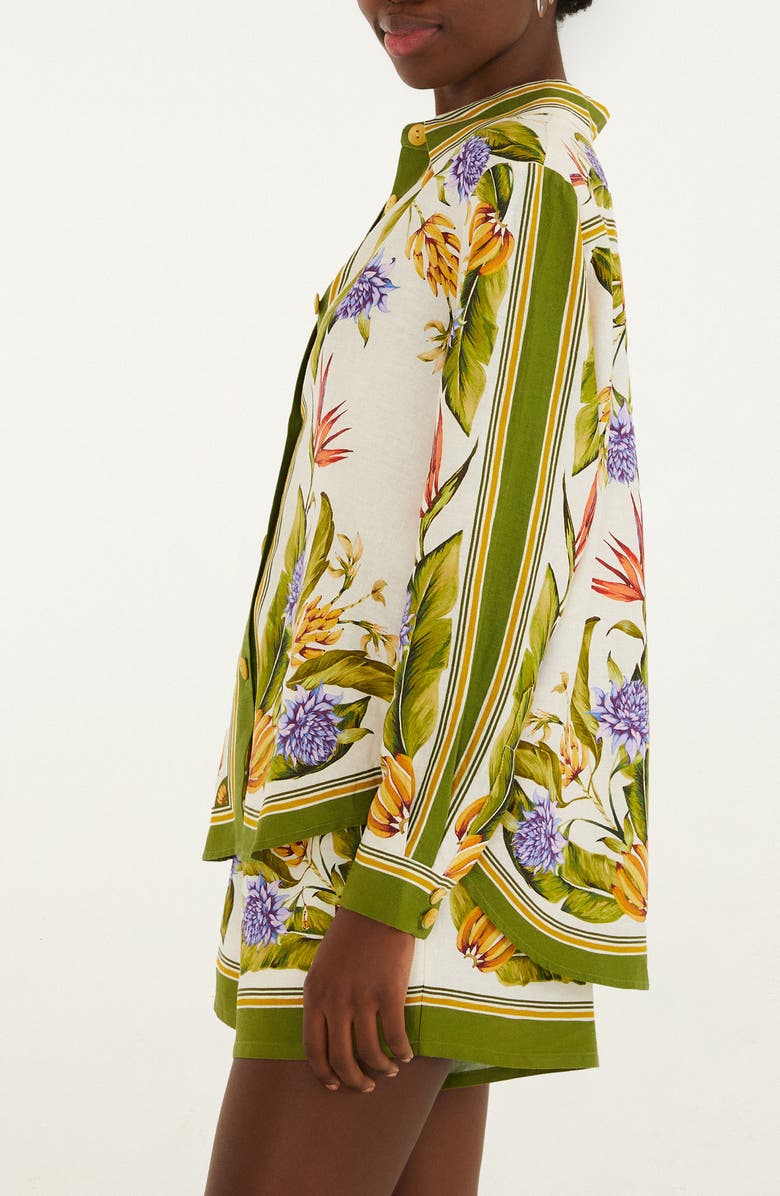 FARM Rio Tropical Scarf Print Button-Up Shirt, Alternate, color, Sand