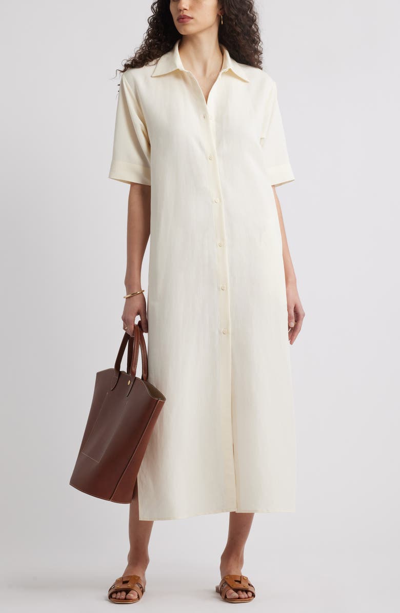 Nordstrom Button Front Shirtdress, Alternate, color, Ivory Tofu