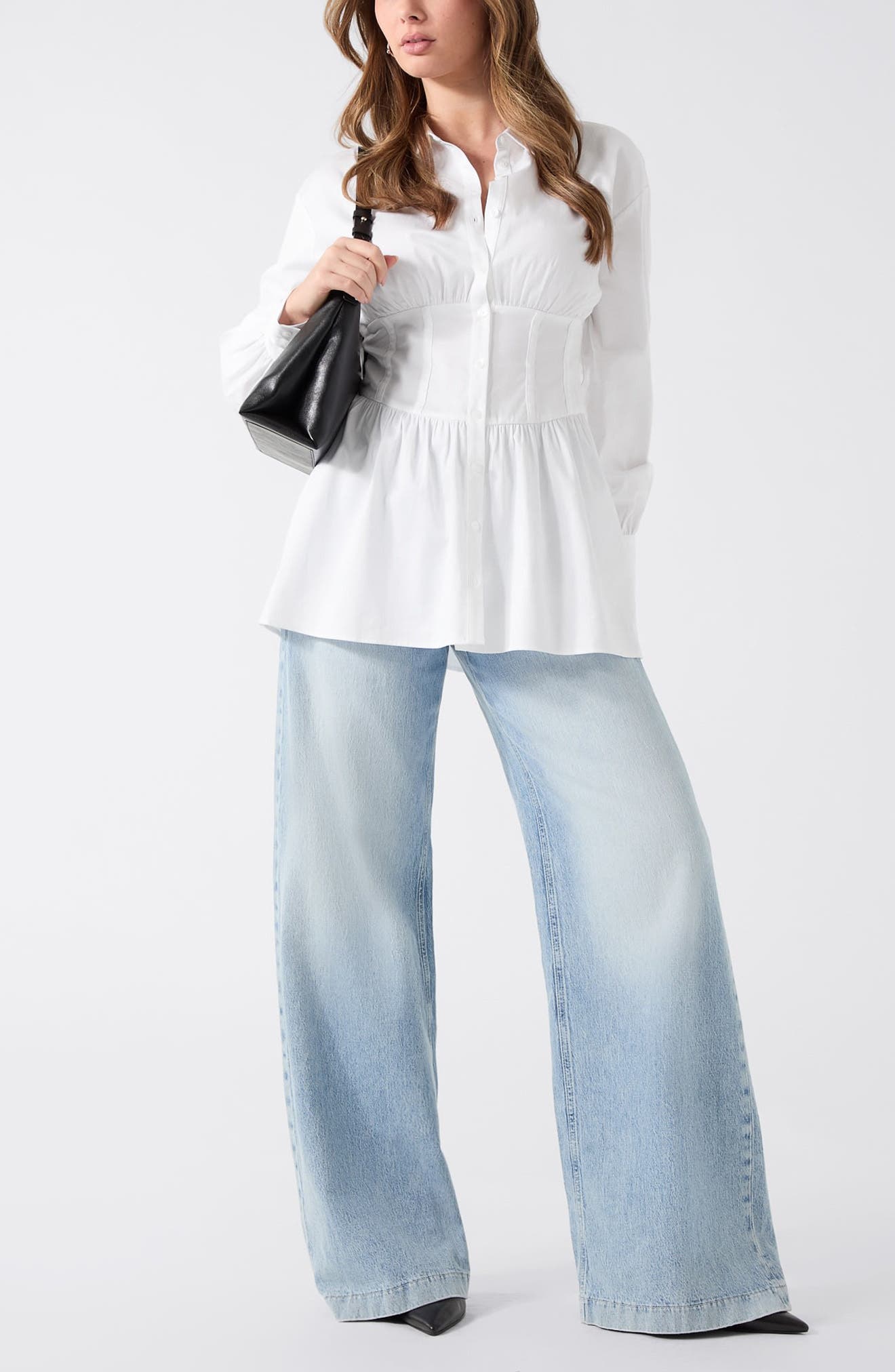 Lori Corset Stretch Cotton Button-Up Shirt - image 2
