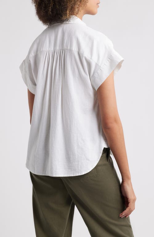 Caslonr Caslon(r) Linen Blend Short Sleeve Button-up Shirt In White