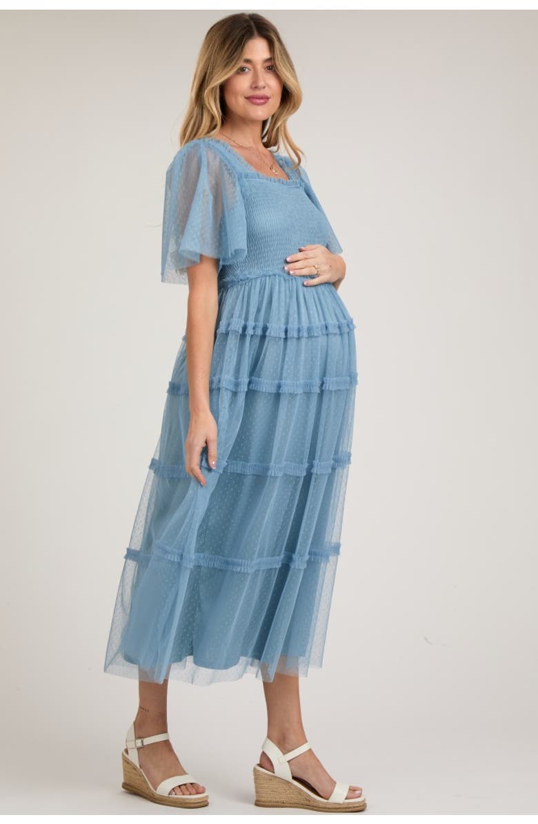 PinkBlush Ruffled Mesh Maxi Dress, Alternate, color, Blue