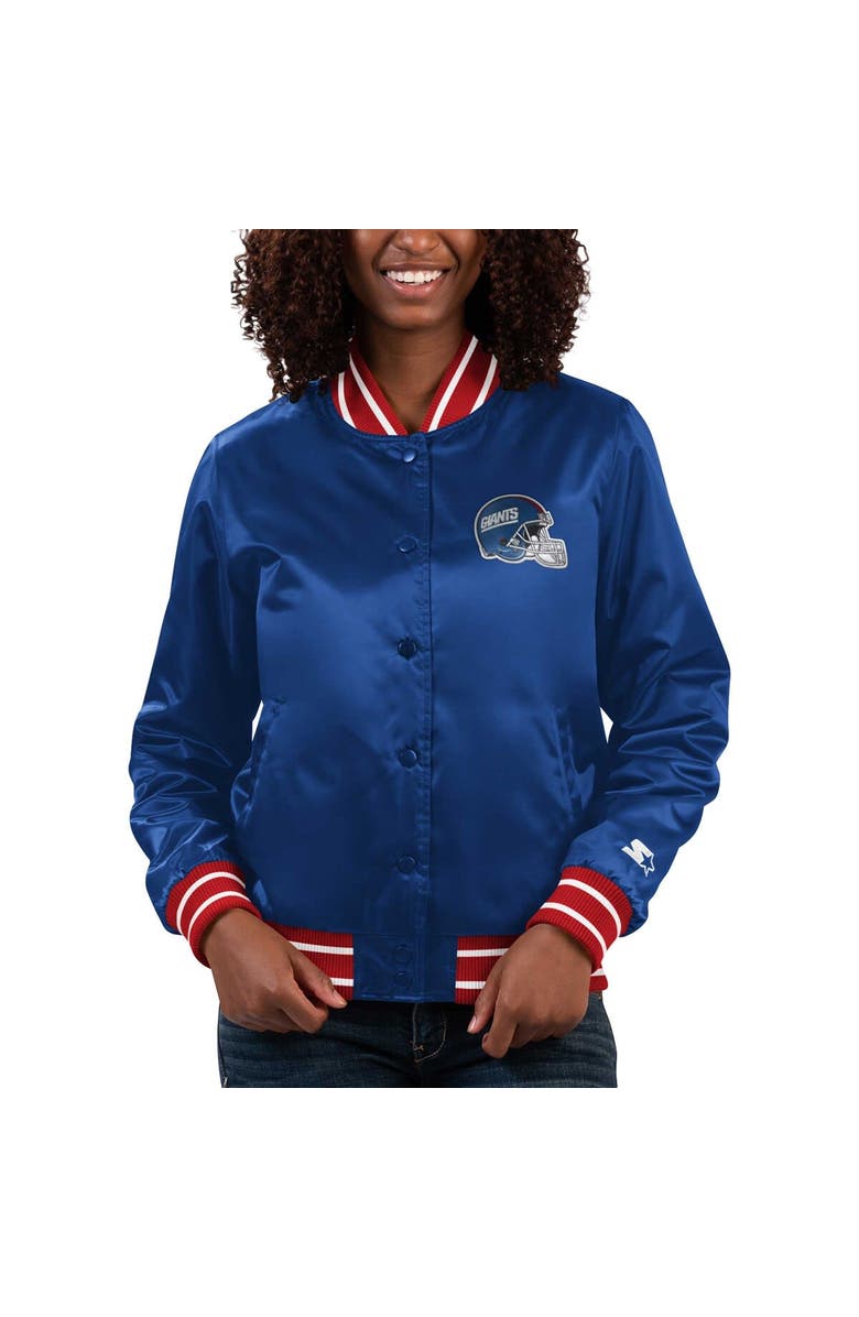 STARTER Women's Starter Royal New York Giants Full Count Satin Full-Snap Varsity Jacket, Main, color, Royal