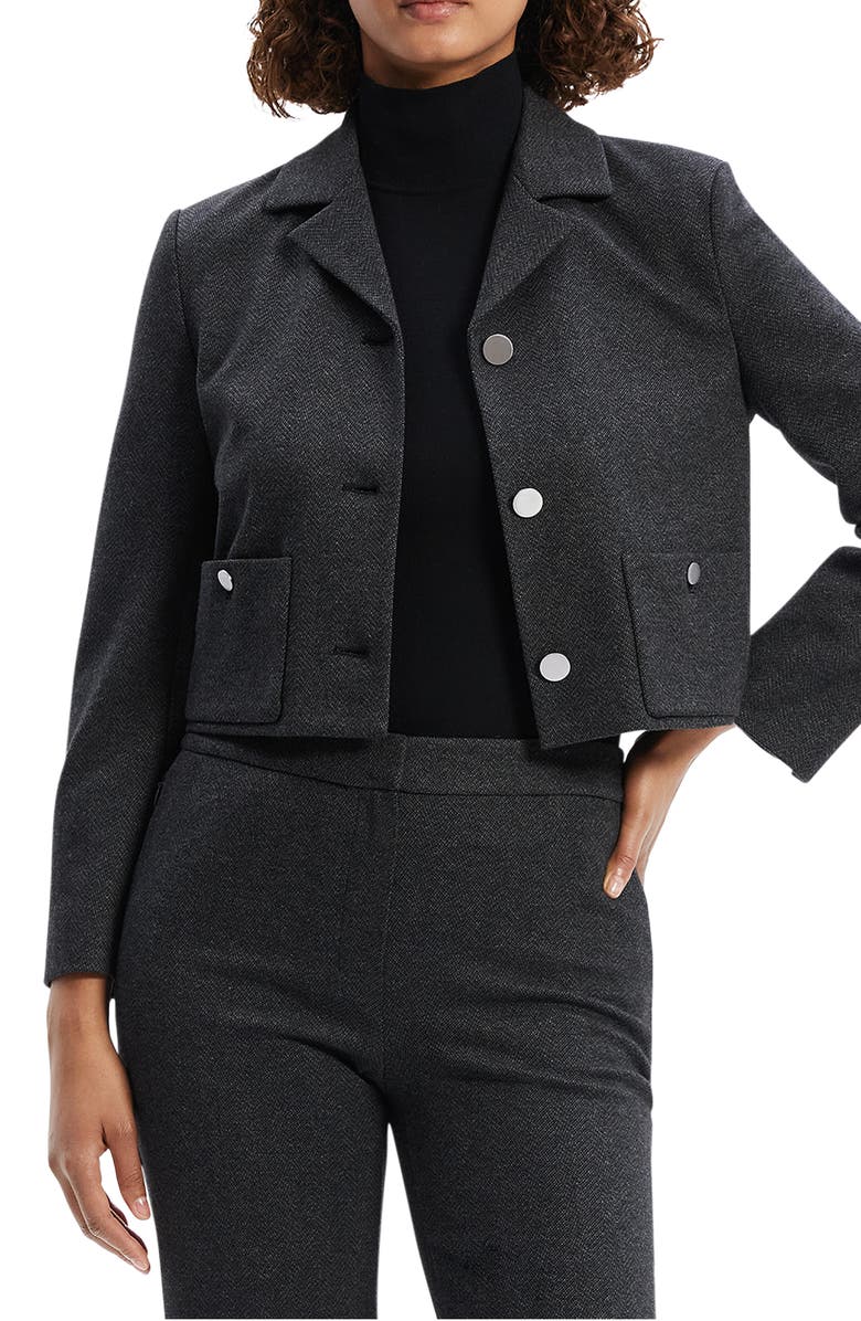 Theory Boxy Crop Jacket, Main, color, Charcoal Melange