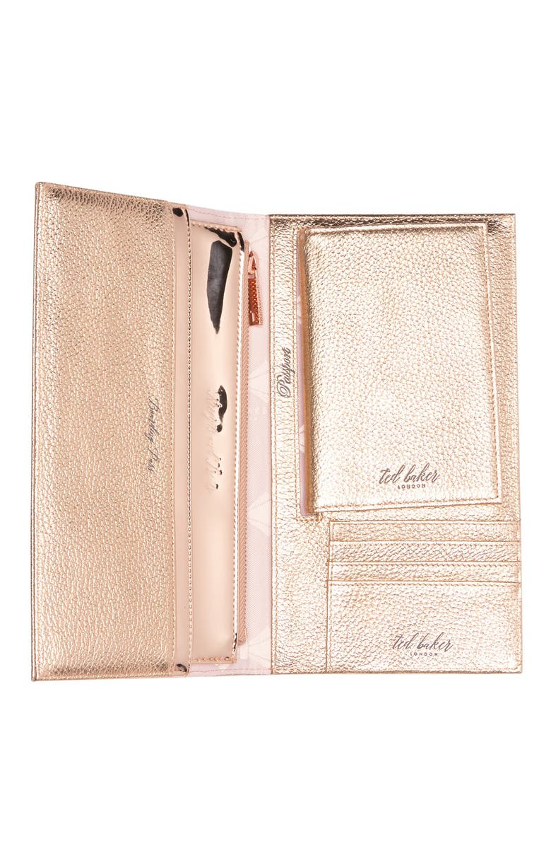 Ted Baker London Kayy Metallic Leather Travel Wallet, Alternate, color, 
