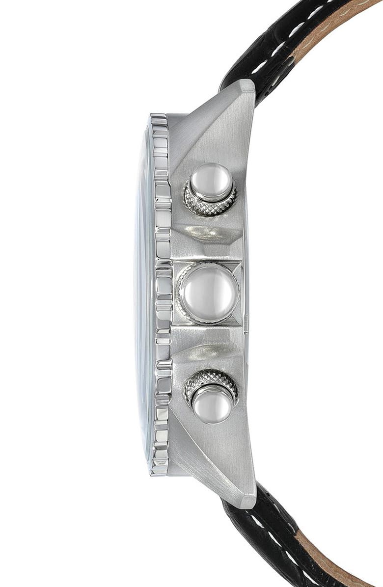 PORSAMO BLEU Men's Martin Croc Embossed Leather Strap Watch, 46mm, Alternate, color,