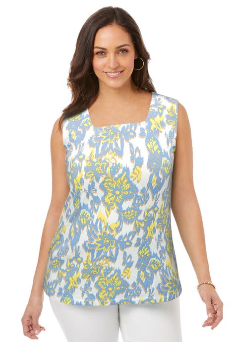 Stretch Cotton Square Neck Tank (Plus Available)