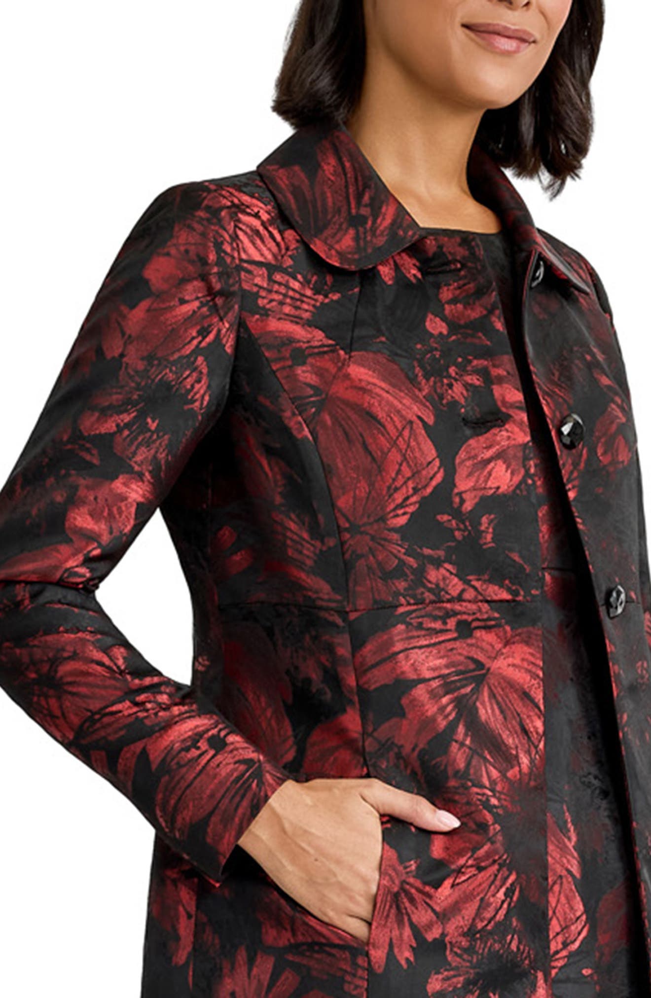 KASPER Floral Jacquard Peter Pan Collar Topper (Women) | Nordstrom