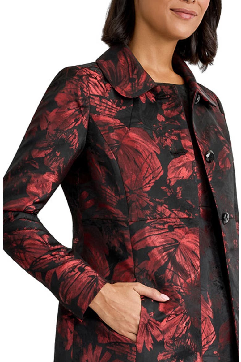 Floral Jacquard Peter Pan Collar Topper, Alternate, color, FIRE RED/ BLACK