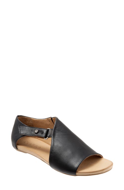 Bueno Kale Flat Sandal in Black Leather 