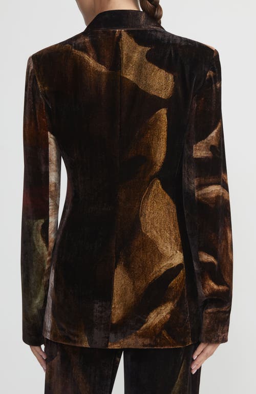 Lafayette 148 Single-button Tailored Velvet Blazer In Burnt Sienna Multi
