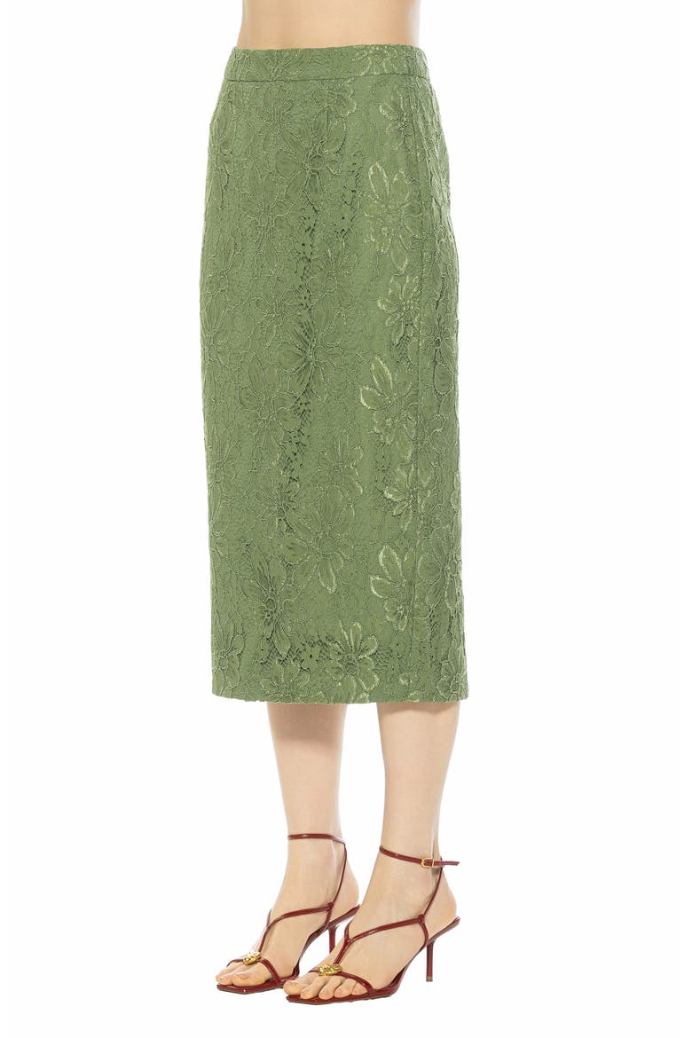 Taye Lace Midi Pencil Skirt, Alternate, color, GREEN